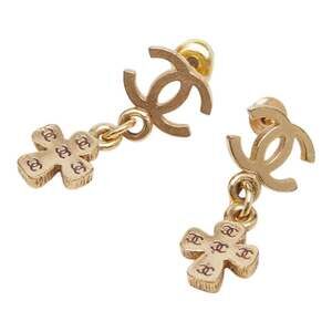 CHANEL Gold Logo Earrings